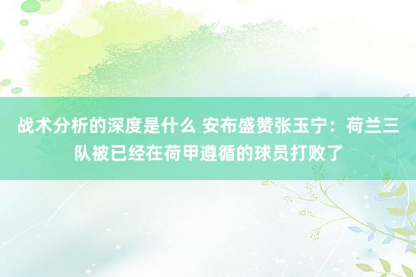 战术分析的深度是什么 安布盛赞张玉宁：荷兰三队被已经在荷甲遵循的球员打败了