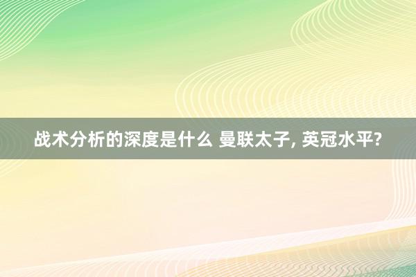 战术分析的深度是什么 曼联太子, 英冠水平?