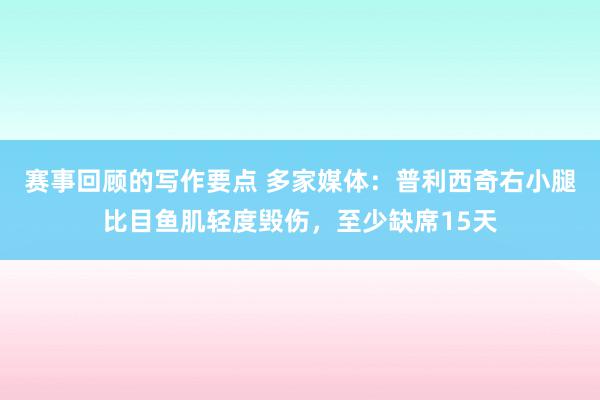 赛事回顾的写作要点 多家媒体：普利西奇右小腿比目鱼肌轻度毁伤，至少缺席15天