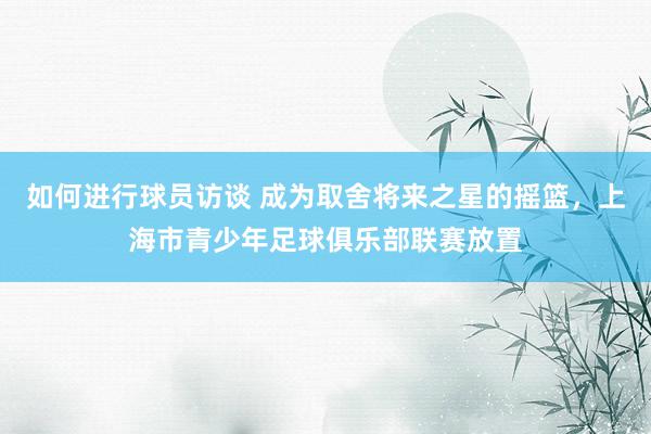 如何进行球员访谈 成为取舍将来之星的摇篮，上海市青少年足球俱乐部联赛放置