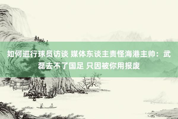 如何进行球员访谈 媒体东谈主责怪海港主帅：武磊去不了国足 只因被你用报废