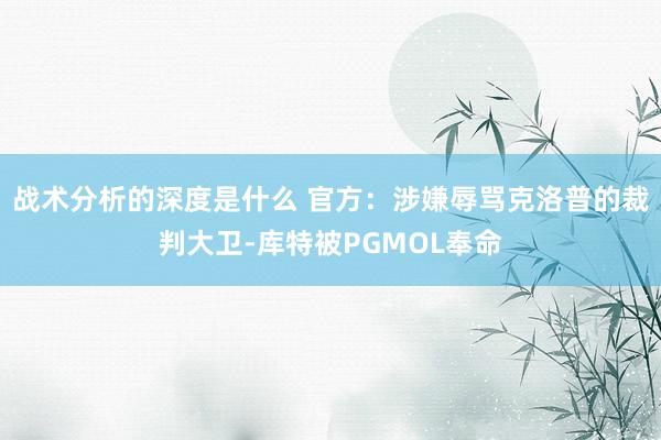 战术分析的深度是什么 官方：涉嫌辱骂克洛普的裁判大卫-库特被PGMOL奉命